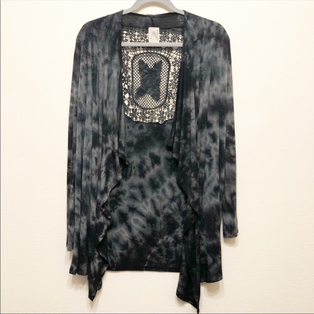 American Age Black/Gray Tie Dye Kimono - Small